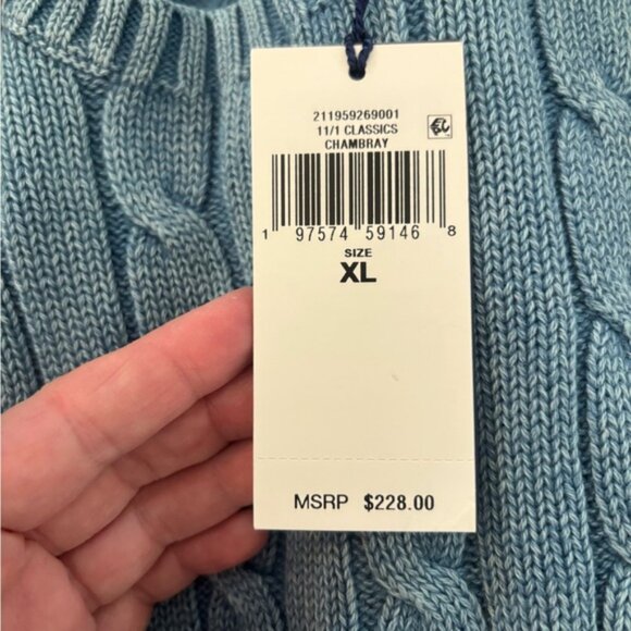 NWT Polo Ralph Lauren Elbow-Patch Cable-Knit Cotton Sweater sz XL - Picture 6 of 7